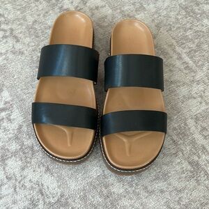 Madewell  The Charley Double-Strap Slide Sandal Sz 8/Black GREAT CONDITION